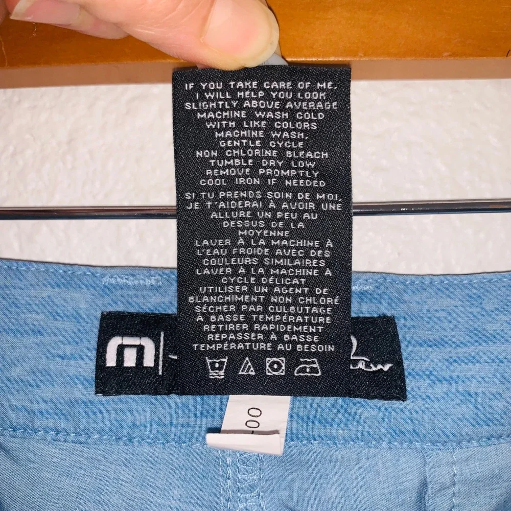 TravisMathew Mens Blue Heathered Golf Performance Shorts Size 36 Stretch Casual